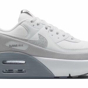 Nike Women's Air Max 90 LV8 White Gray Glitter 9.5
